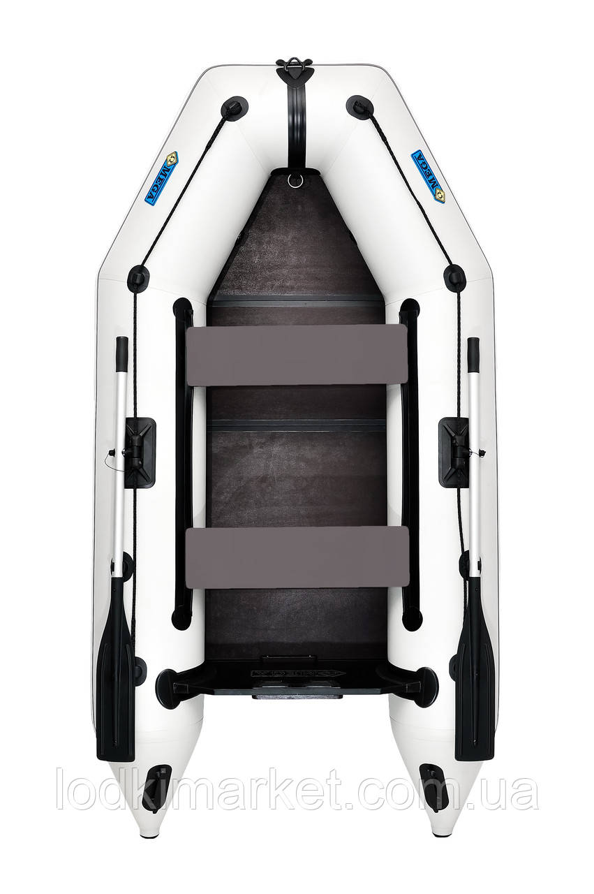 Човен пвх надувний моторний двомісний ΩMega 270M DE сіра, фото 1