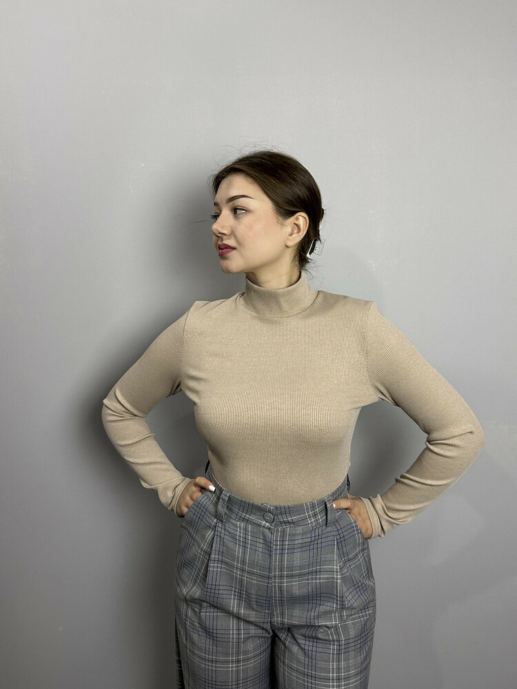 Боді жіноче класичне бежеве на стійку Modna KAZKA MKAZ6531-3, фото 1