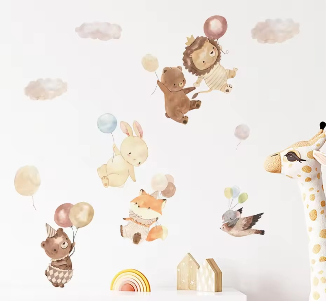Наклейка на стіну BRUP Звірі з повітряними кульками (лист 28 х 70 см) Б146-18 SL3583A