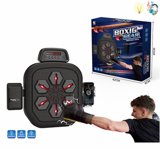 Настінний бокс - тренажер (боксерський набір), світло, музика, B4013, фото 1