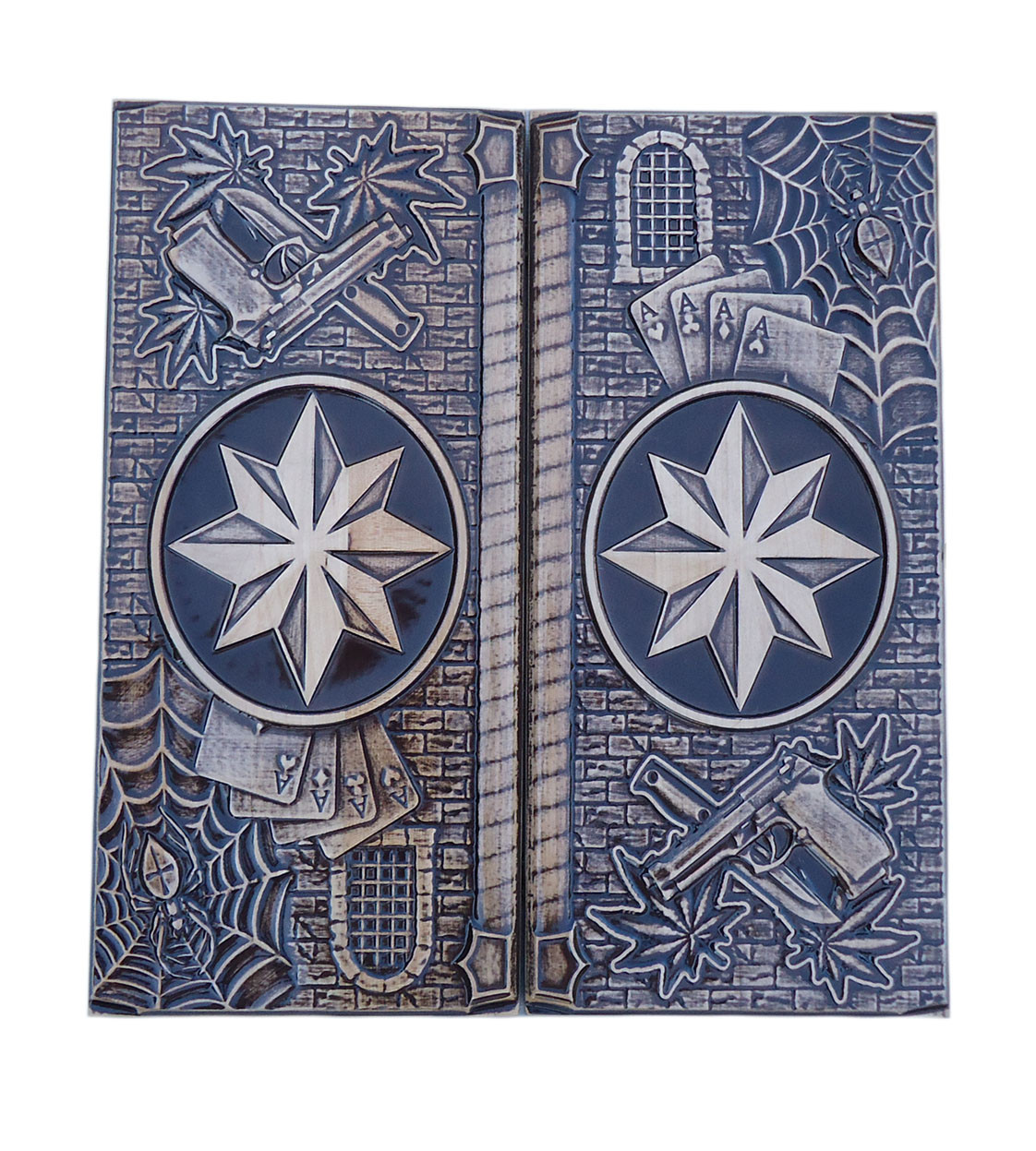 Нарди різьблені "В'язень" із натурального дерева з ложементом для фішок ручної роботи 50*46 см, фото 1