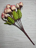 Штучна квітка розочки Пудрові в букеті 25 см.