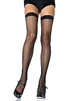 Панчохи-сітка Leg Avenue Nylon Fishnet Thigh Highs Black, дрібна сітка, one size SO7904