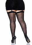 Прозорі панчохи зі швом Leg Avenue Sheer backseam stockings Black, plus size SO7912, фото 3