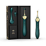 Вагінально-кліторальний вібратор Zalo — Bess Turquoise Green, багатофункціональний із насадками SO6652, фото 7