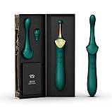 Вагінально-кліторальний вібратор Zalo — Bess Turquoise Green, багатофункціональний із насадками SO6652, фото 8