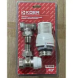 Набір кранів з термостатичними головками кутовий KOER (Чехія) комплект з термоголовкою набір для радіатора, фото 5