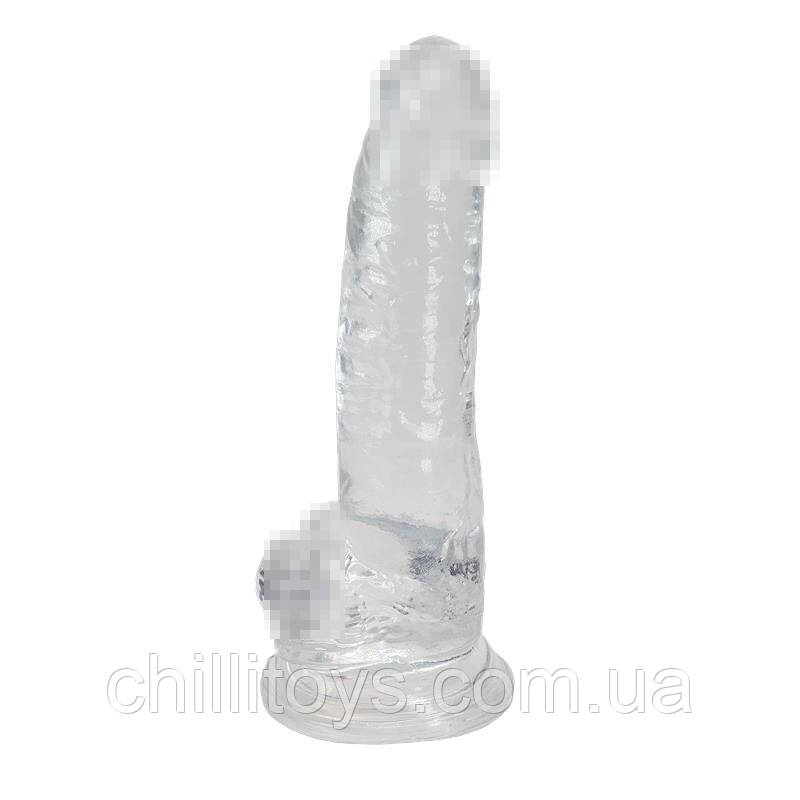 Прозорий фалоімітатор Alive Jelly Dildo Torrent, ТПЕ, присоска, діаметр 4.5см, довжина 20,6см SO5313, фото 1