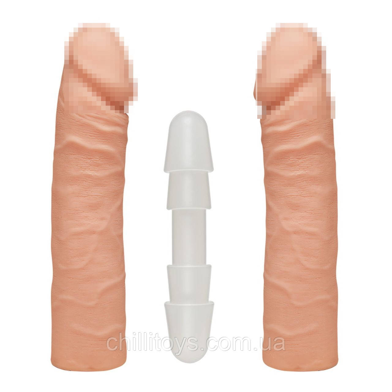 Фалоімітатор подвійний Doc Johnson The D - Double D - 16 Inch - ULTRASKYN, діаметр 4,4 см, Vack-U-Lo SO1575, фото 1