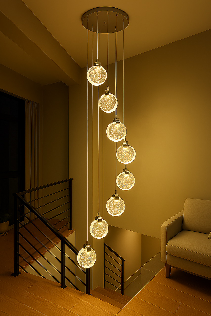 Cвітлодіодна каскадна люстра у фойє Diasha 24W до 8 м² колір Хром 3008/8HR, фото 1