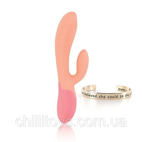 Вібратор-кролик Rianne S: Xena Peach/Coral, 10 режимів, медичний силікон, подарункове паковання SO3880, фото 1