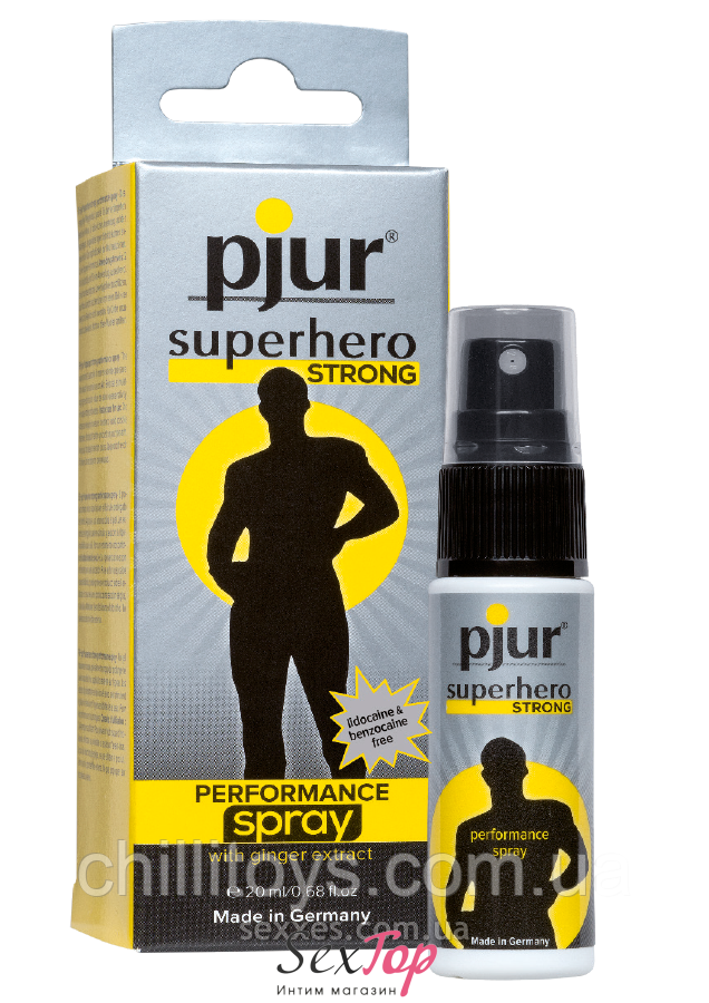 Пролонгувальний спрей pjur Superhero Strong Spray 20 ml, з екстрактом імбиру, всотується в шкіру PJ12920