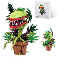 Конструктор квіти “Рослина-Піранья Audrey II” — букет квітка канібал хижак монстр Маріо із зубами на 327 дет.