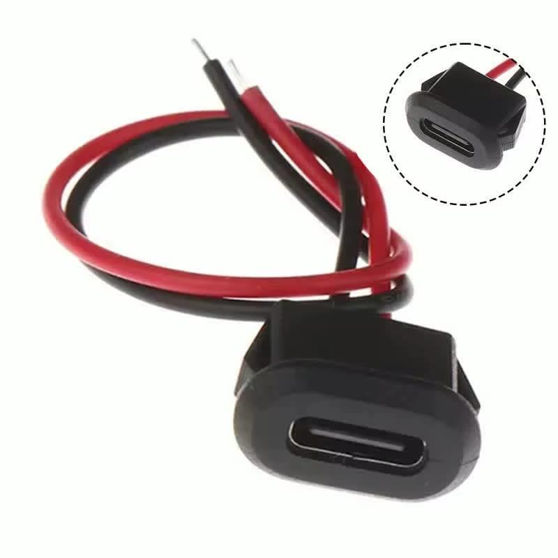 Врізний роз`єм USB Type-C, мама, чорний