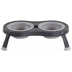 Подвійна миска на складній підставці для собак і кішок Dexas (Дексас) Double Elevated Feeder 600 мл сірий