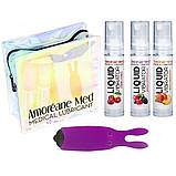 Набір з 3-х смаків стимулюючого лубриканта Amoreane Med (3х10мл) і вібропулі Adrien Lastic Purple, фото 2
