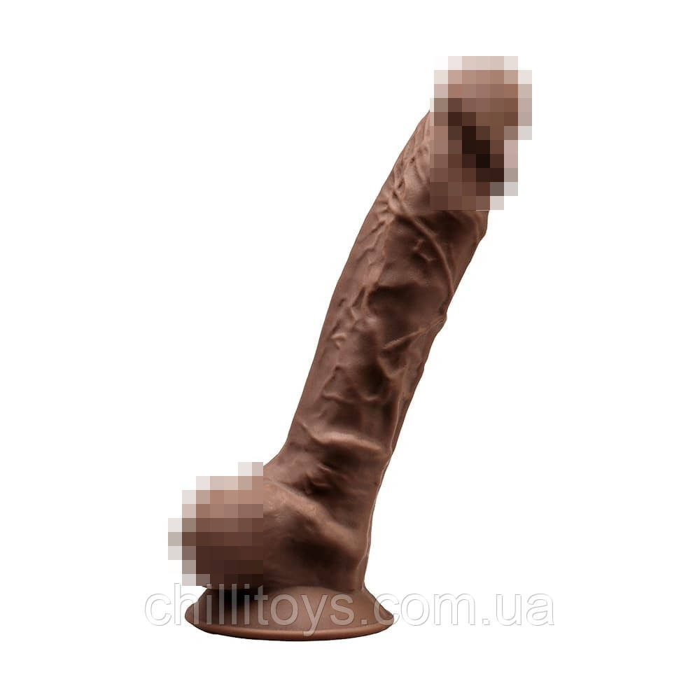 Фалоімітатор SilexD Tomas Brown (MODEL 1 size 9in), двошаровий, силікон + Silexpan, діаметр 4,9см