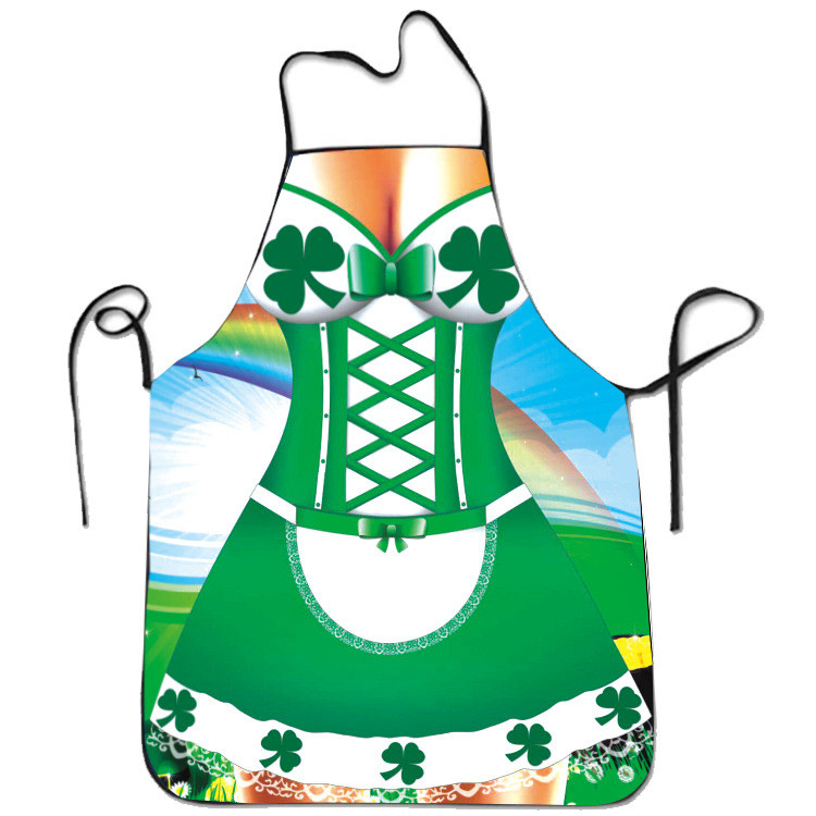 Фартух з приколом дівчина в сукні з конюшиною 80 на 60 см різнобарвний, фото 1