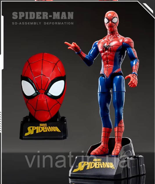 Ігрова фігурка Людина-павук Іграшка Spider-Man набір фігурка + голова на підставці 19,5 см