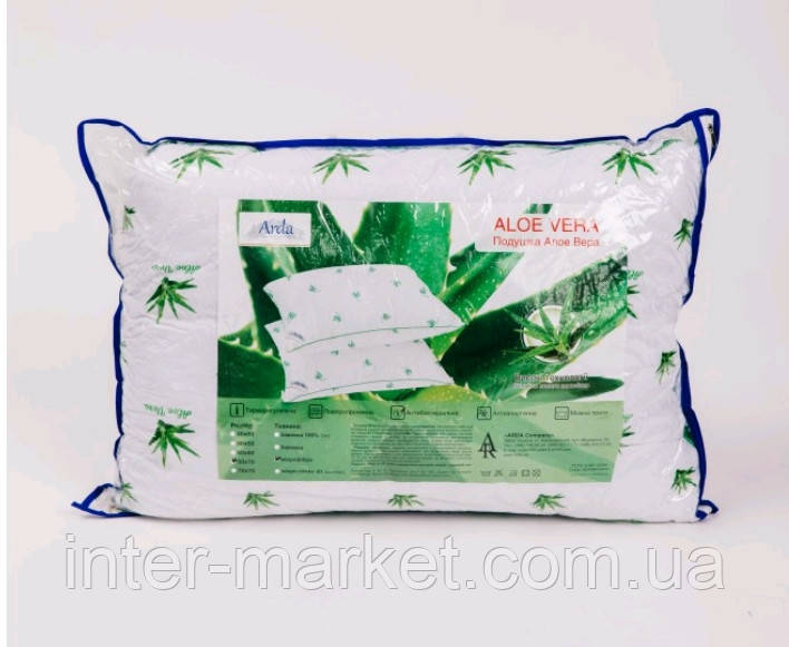 Подушка «Aloe Vera» 70*70 мікросатин ТМ ARDA легка, ортопедична