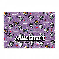 Альбом для малювання А4 12 арк скоба з перфорацією 100 г/м2 Minecraft girls Асорті дів, фото 2