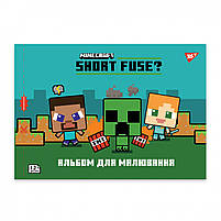 Альбом для малювання А4 12 арк скоба з перфорацією 100 г/м2 Minecraft Асорті хл, фото 2