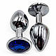 Анальная пробка с камнем, металл, маленького размера, кристалл синего цвета - фото 5 - id-p2576637865