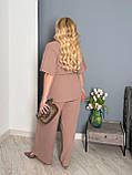 Жіночий прогулянковий костюм з креп-жатки сорочка і широкі брюки (Батал), фото 9