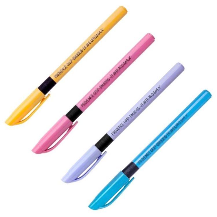 Ручка масляна Buromax BM.8356-01 ProvenceGrip 0,5мм синя, корпус мікс, фото 1