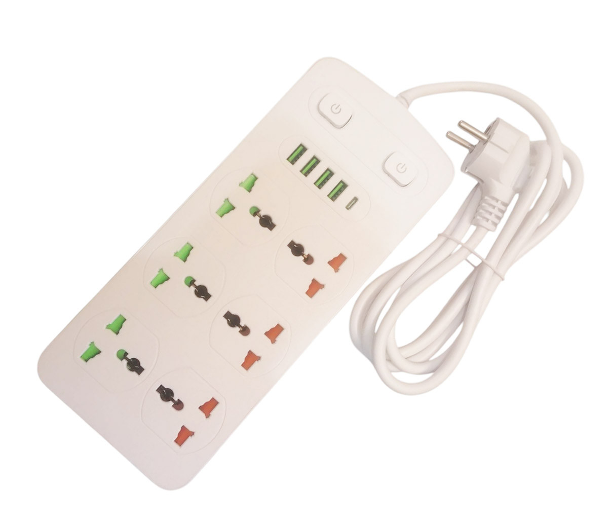 Подовжувач на 6 розеток та 4 usb роз'єми 2м AR CP05, фото 1