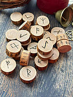 Скандинавские руны из ясеня ручной работы "Магия Скандинавского леса" (Набор 24+1 руна, Старший футарк)