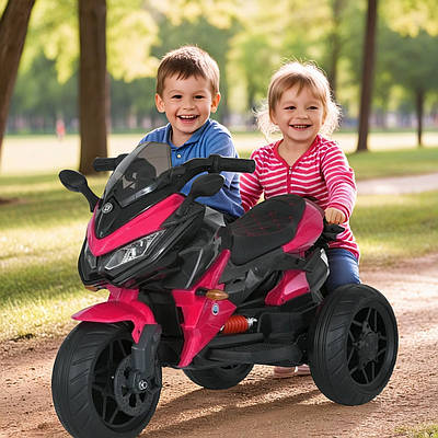 Дитячий електромотоцикл трицикл триколісний мотоцикл для дітей електробайк для дитини від 3 років світло звук