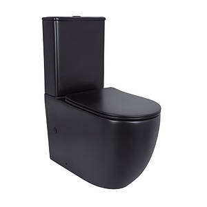 Унітаз Qtap Robin Matt Black підлоговий Rimless з сидінням Slim Duroplast/ Soft-close