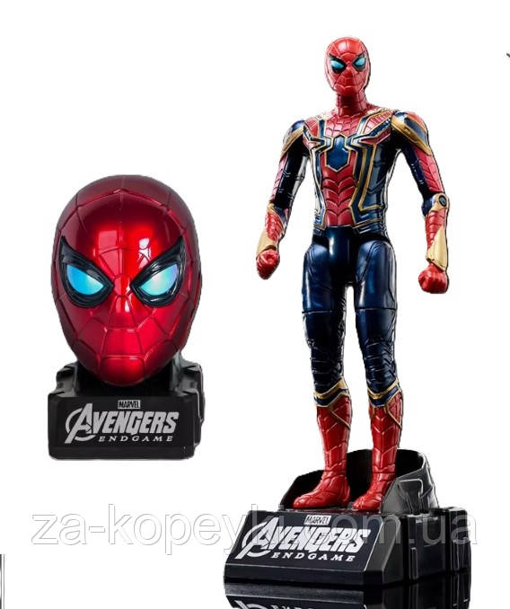 Ігрова фігурка залізна Людина-павук Іграшка Iron Spider-Man набір фігурка + голова на підставці 19,5 см