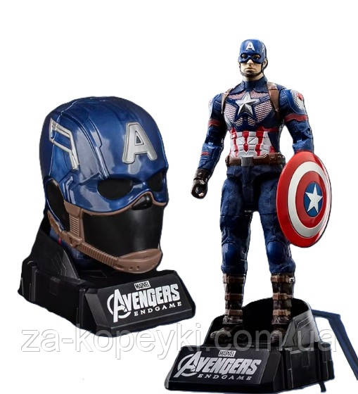 Ігрова фігурка Капітан Америка Captain America MARVEL набір з головою на підставці 19,5 см, фото 1