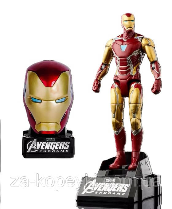 Ігрова фігурка Залізна людина Марк-85 Iron Man Mark-85 MARVEL набір з головою на підставці 19,5 см, фото 1