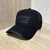Черная летняя мужская бейсболка найк, черная кепка с сеткой NIKE, тракер, 57-58