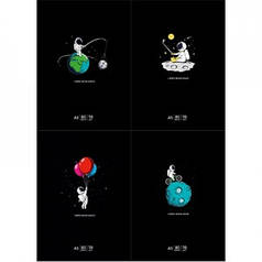 Зошит А5 48арк клітинка білий блок скоба 70г/м2 картон глiтер Student A5-048-5212К