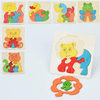 Дерев'яна іграшка Пазли тварини MD1502 G-Rich