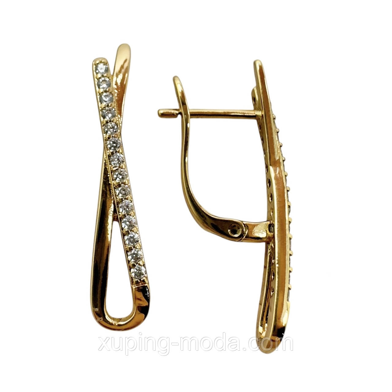 Сережки ксюпінг. 26х3 мм. 18 к