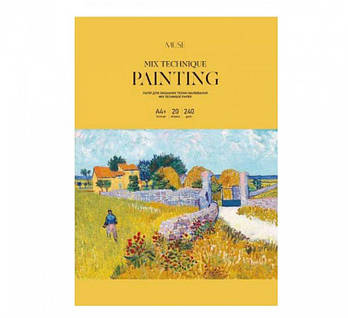 Папка для змішаних технік малювання А4+ 20л 240 г/м2 Школяр Muse 078 ВД-лак 635923 G-Rich
