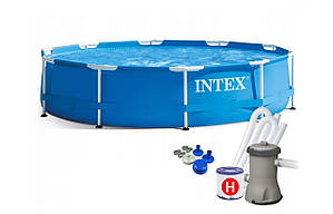 Каркасний басейн Intex 28202 (76*305 см. об'єм: 4485 л. картриджний фільтр-насос 1250 л/год)