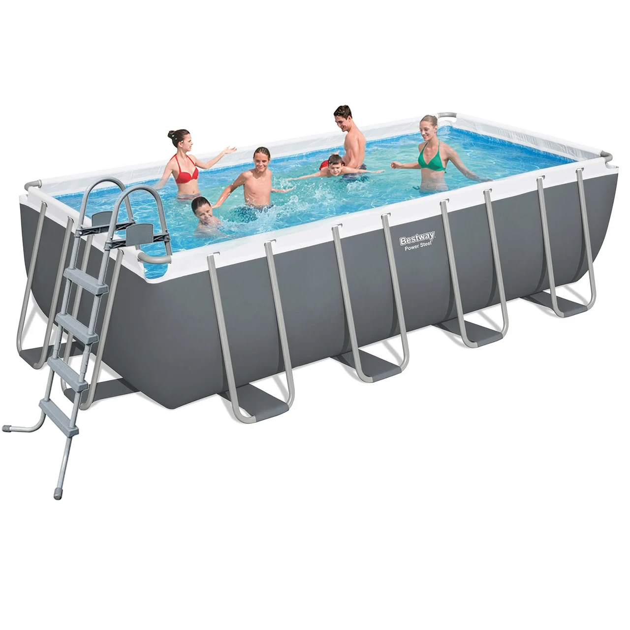 Каркасний басейн Bestway 56671-1, 488 х 244 х 122 см (драбина, тент)