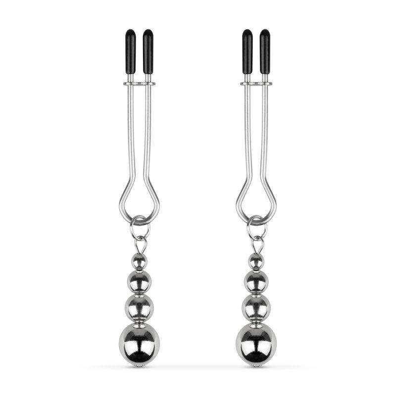 Затискачі для сосків Bedroom Fantasies: Nipple Clamps with Beaded Chain — Silver