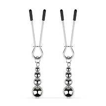 Затискачі для сосків Bedroom Fantasies: Nipple Clamps with Beaded Chain — Silver, фото 4