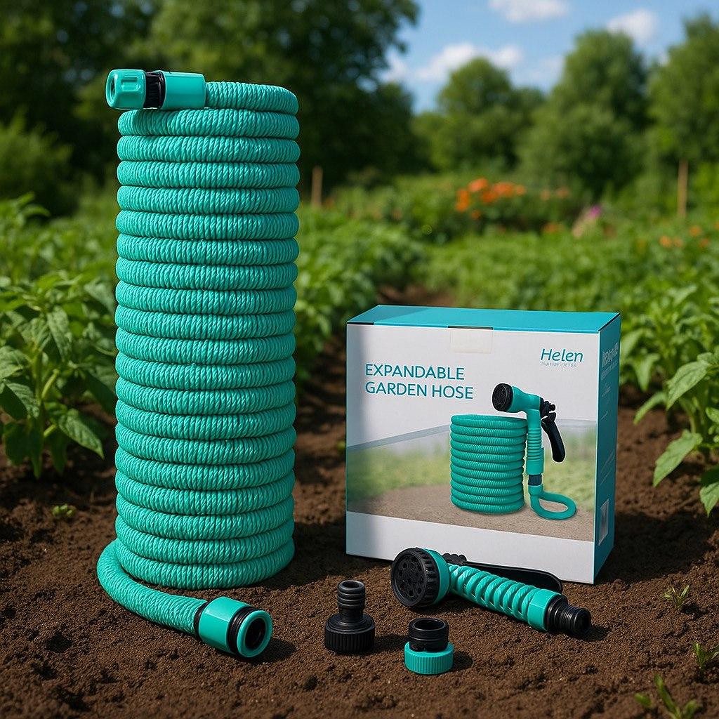 Поливальний шланг для розтягувального саду EXPANDABLE GARDEN HOSE K-100FT (30 м) із розпилювачем і перехідником