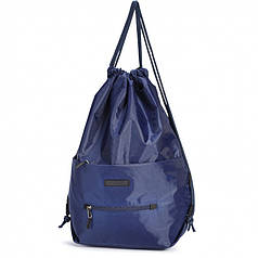 Рюкзак сумка для зміни на шнурку синій міський спереду дві кишені на блискавках Dolly 834