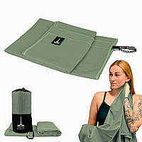 Дорожній спортивний рушник із мікрофібри з чохлом Зелений Love You 60х120