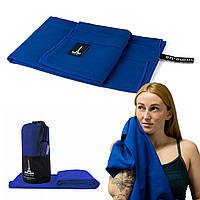 Дорожній спортивний рушник Love You з мікрофібри з чохлом Синій 80х180