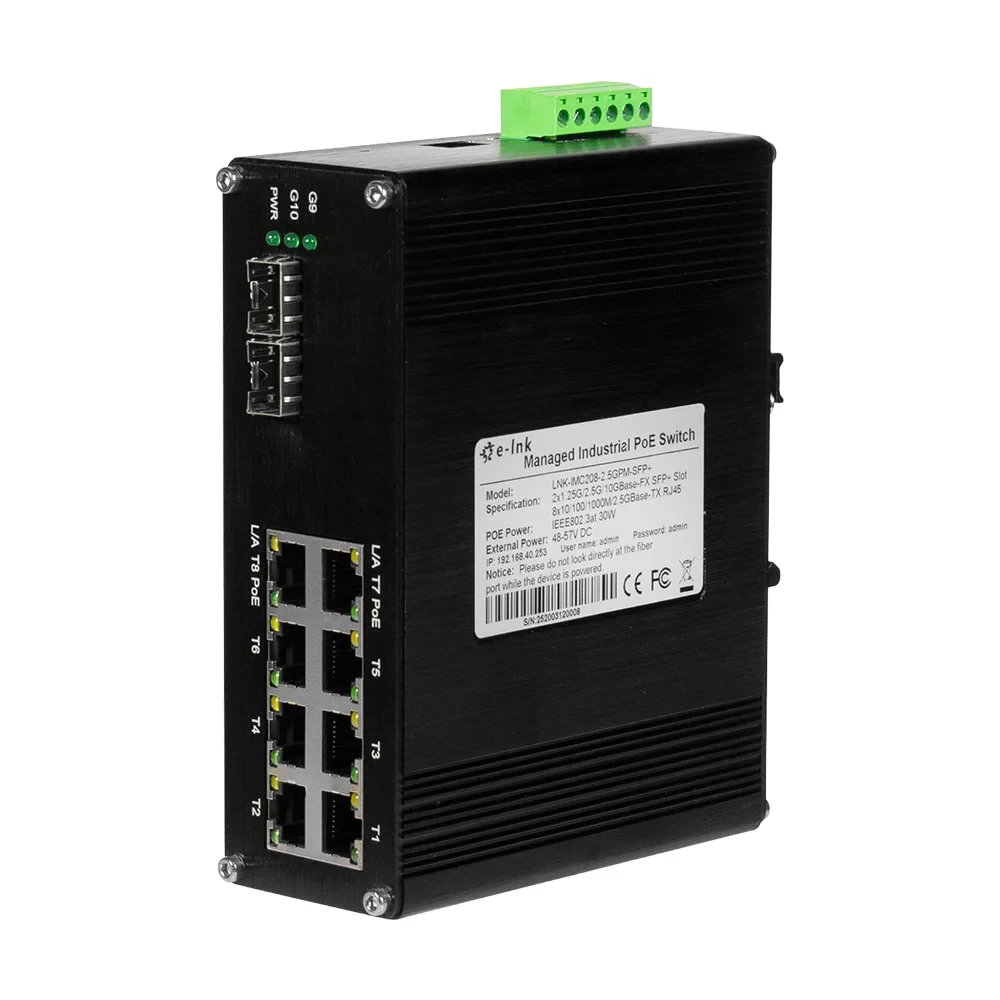 PoE-комутатор 10-портовий керований L2+ E-LINK LNK-IMC208-2.5GPM-SFP+ 2.5G з 8 портами PoE, 240W (73-00139)